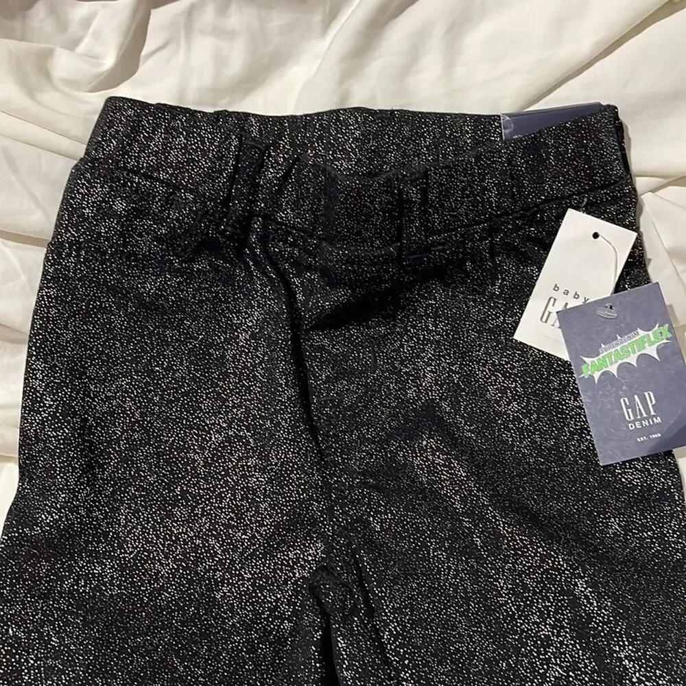 Gap 5 black shimmer denim fantastiflex stretch comfort elastic waste jean nwt